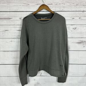 Under Armour Sweatshirt Womens XXL Gray Crew Logo Fleece Loose fit